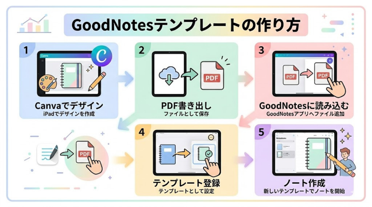 GoodNotesテンプレート作成の流れ CanvaからPDF書き出し登録まで