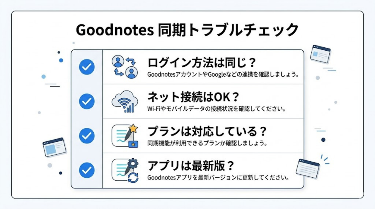 Goodnotesが同期されない時のチェックリスト