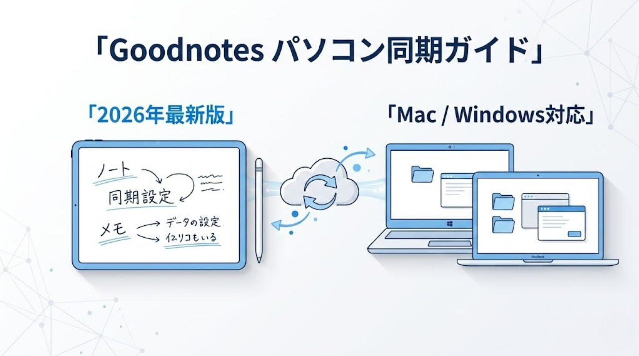 Goodnotesをパソコン（Mac・Windows）と同期するイメージ図