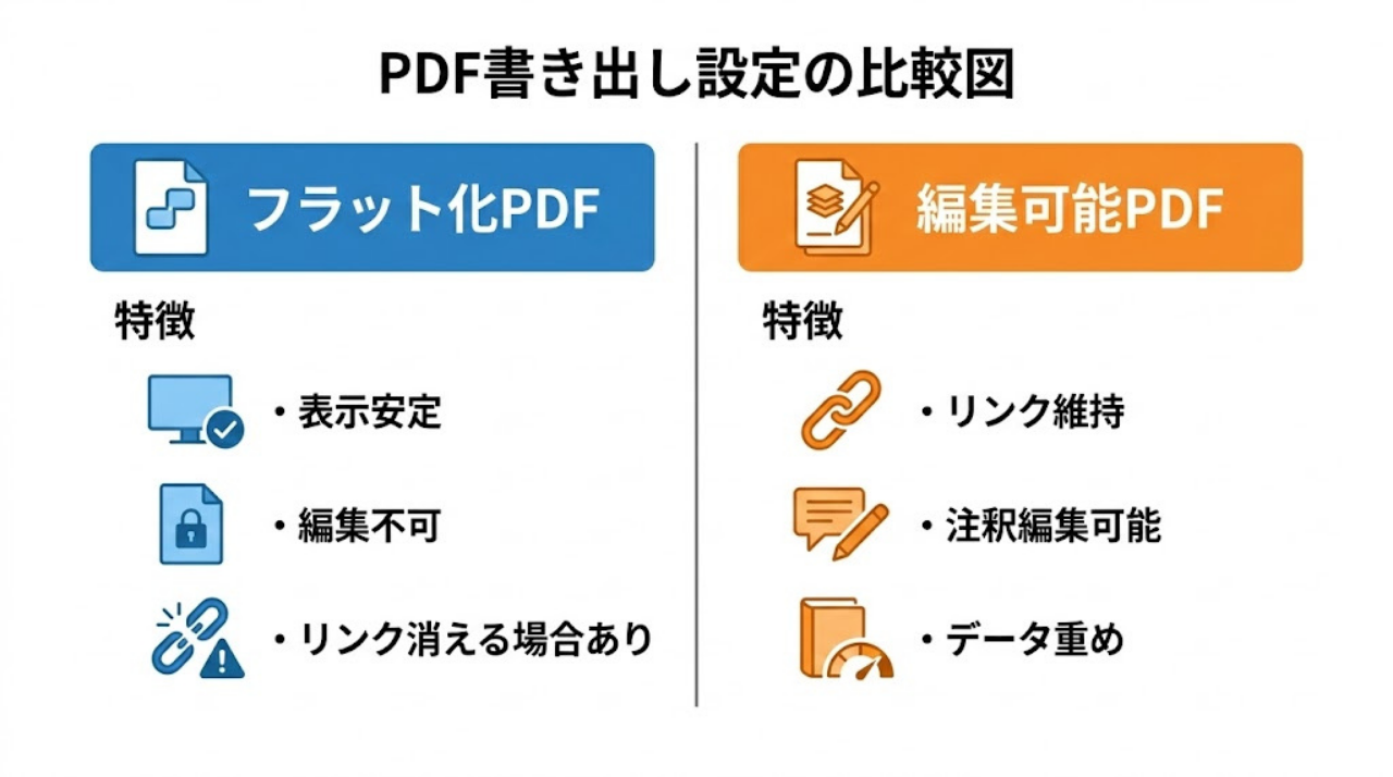 GoodNotes書き出し設定 フラット化PDFと編集可能PDFの違い