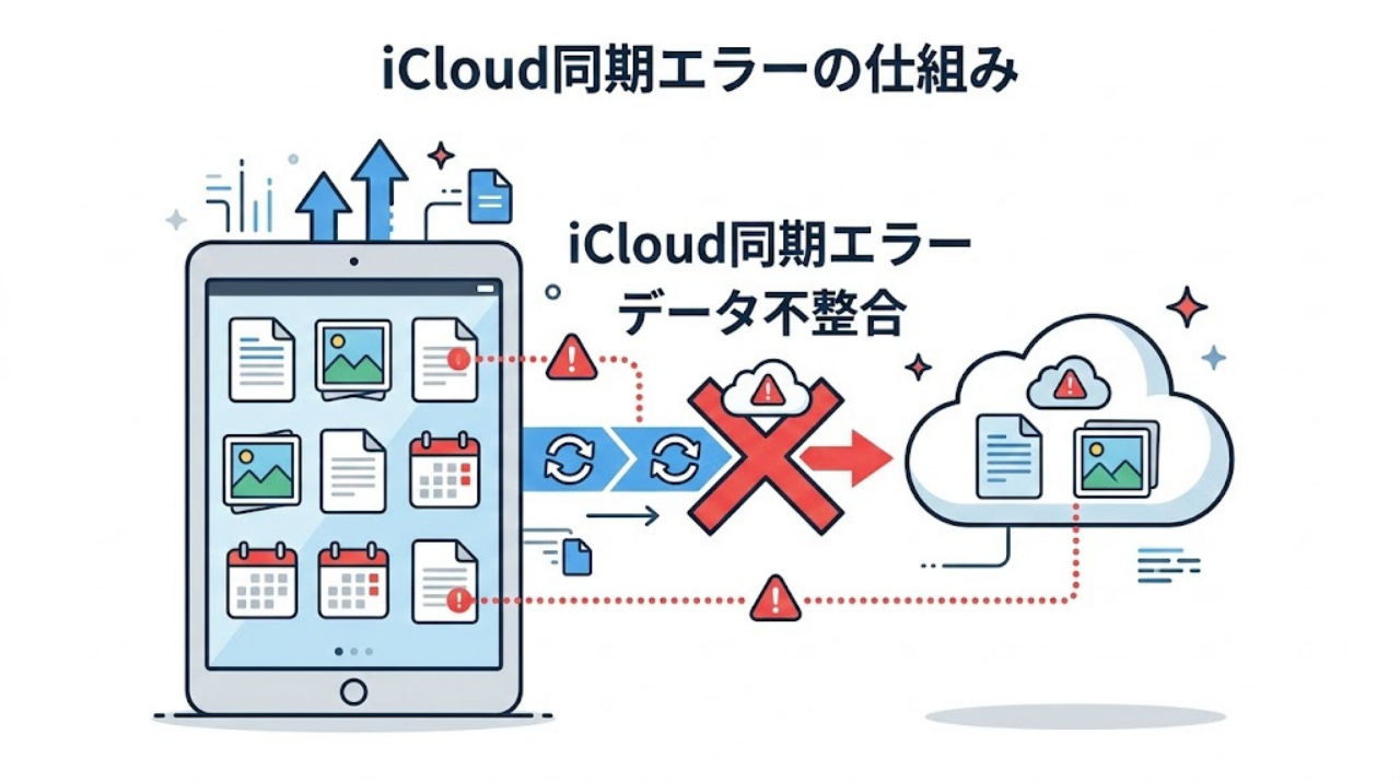 iCloud同期エラーによってGoodNotesの書き出しができないイメージ