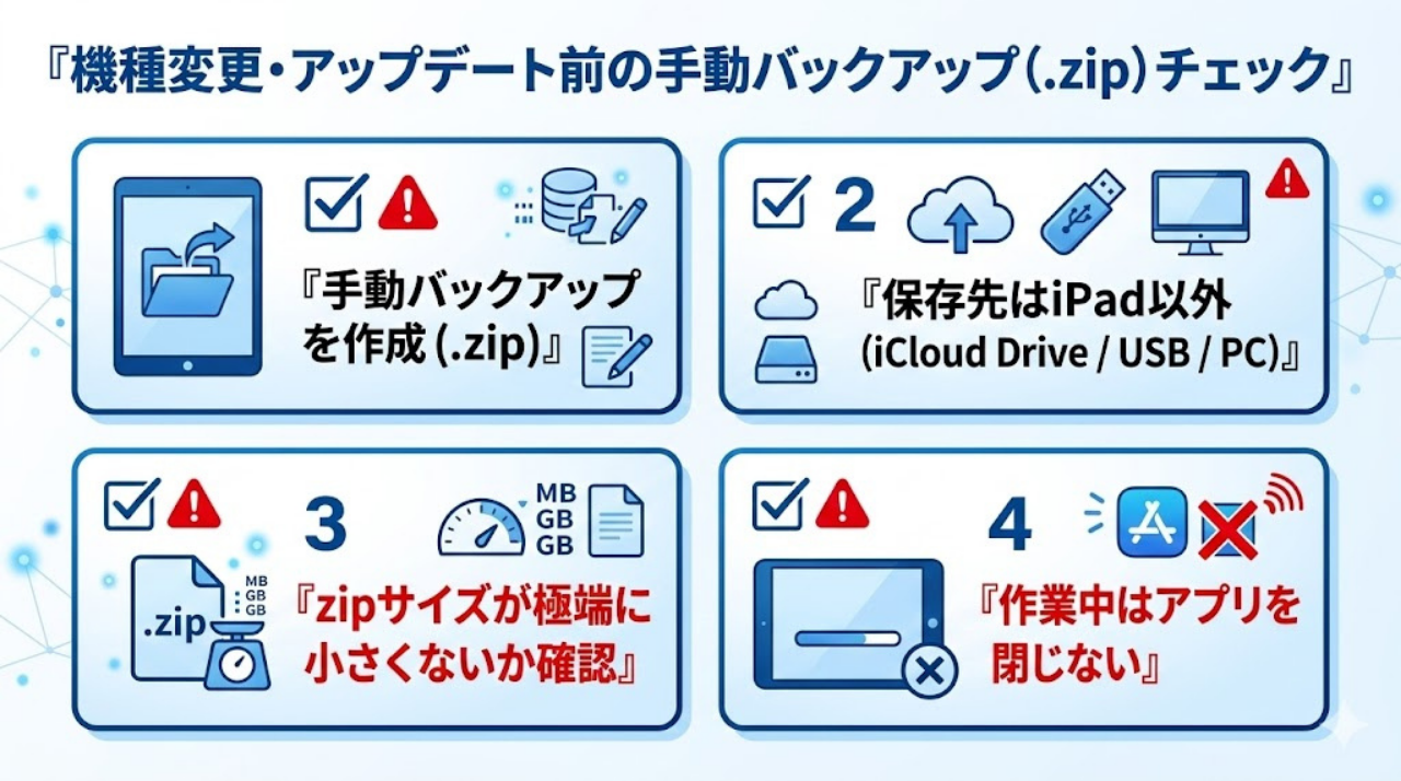 機種変更やアップデート前に行う手動バックアップ手順チェックリスト