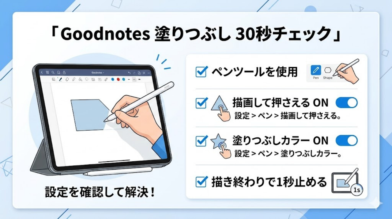 Goodnotes 塗りつぶし できない チェックポイント