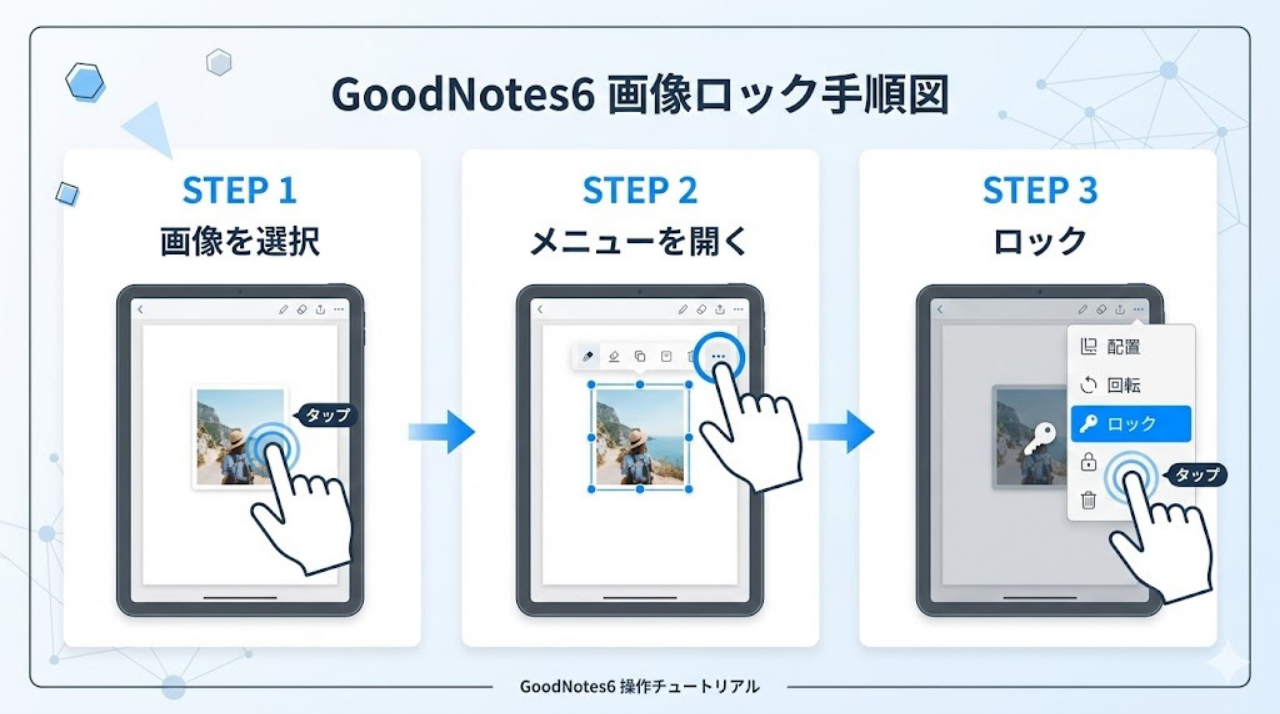 GoodNotes6で画像や図形をロックする手順