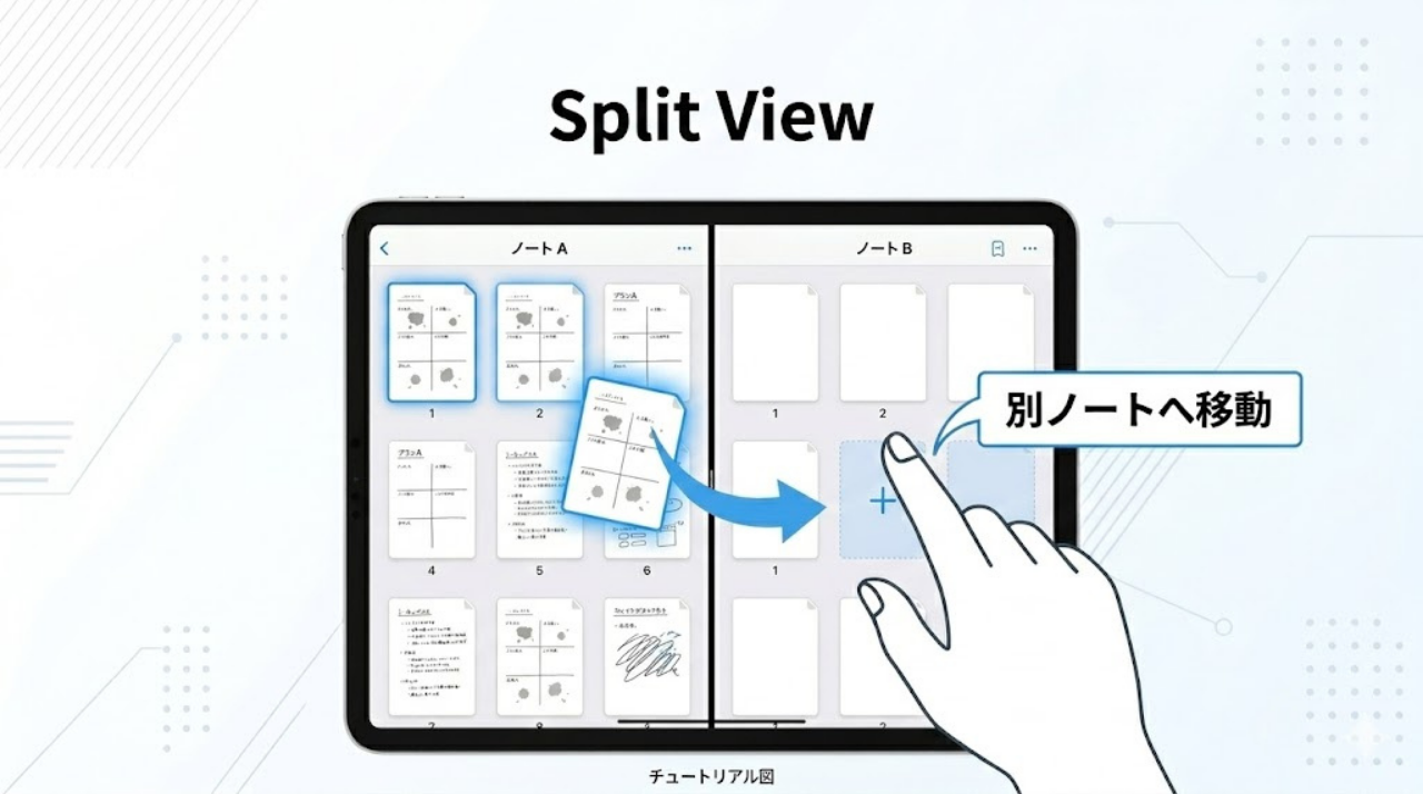 GoodNotesのSplit Viewでページを別ノートに移動する方法