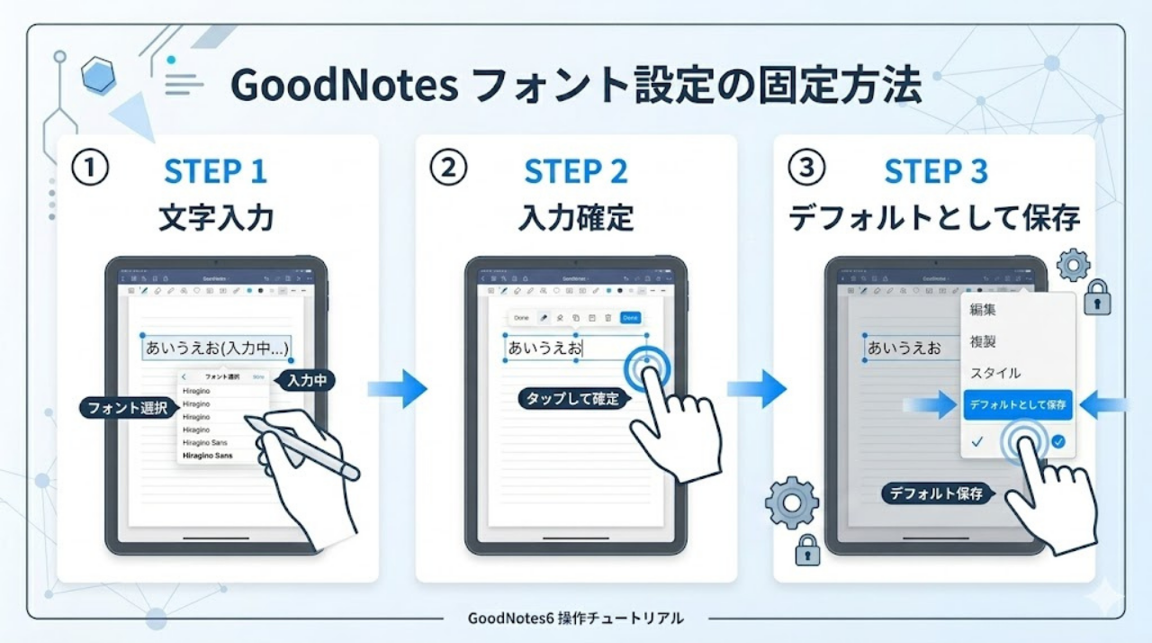 GoodNotesでフォントサイズや文字設定をデフォルト保存する方法