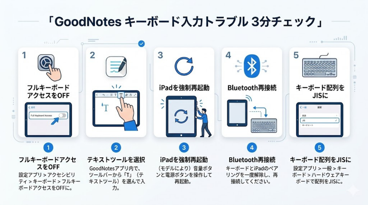 GoodNotesキーボードトラブル3分チェック手順