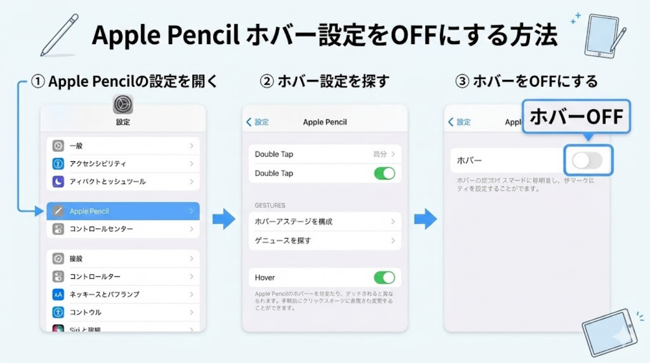 Apple Pencilホバー設定をオフにする方法
