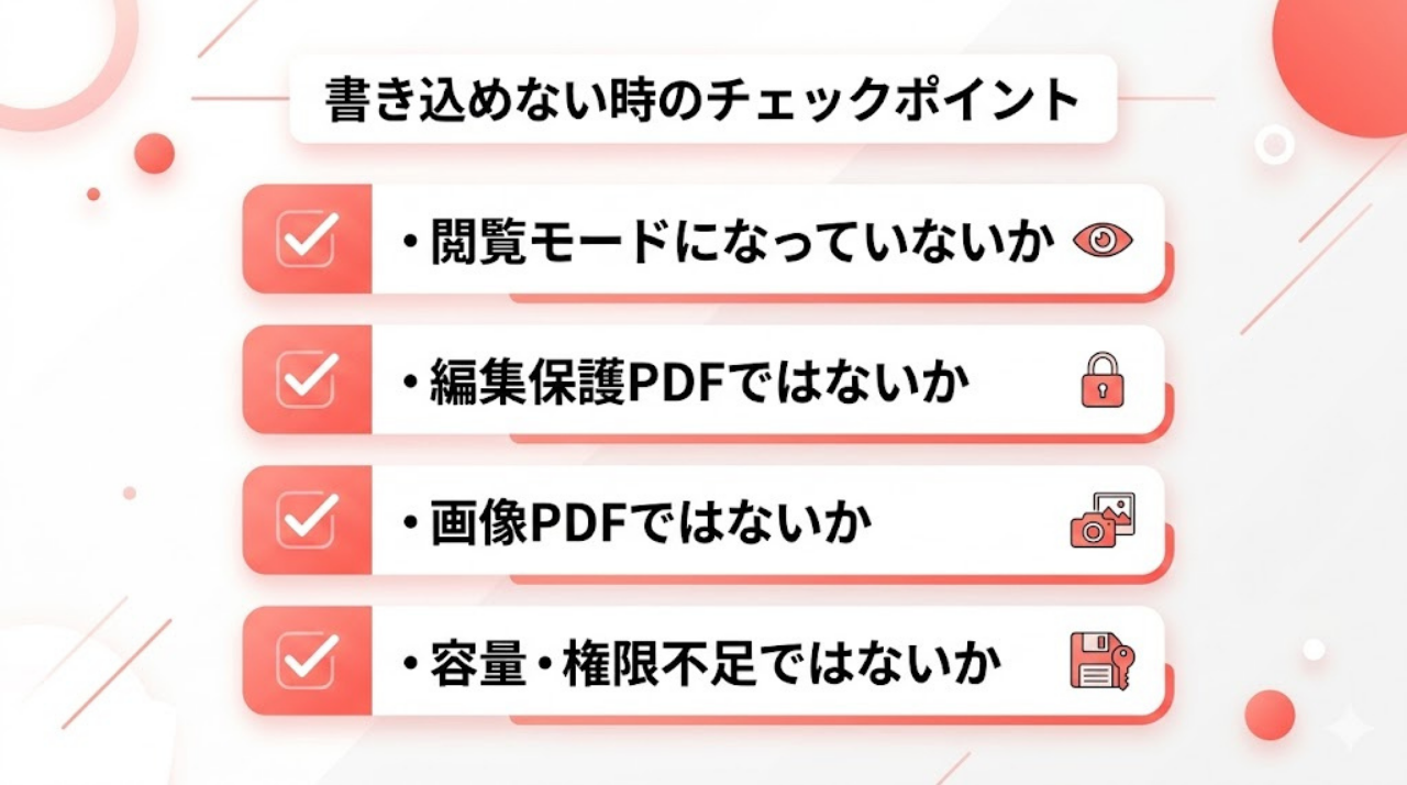 iPadでPDFに書き込めない原因チェックリスト図