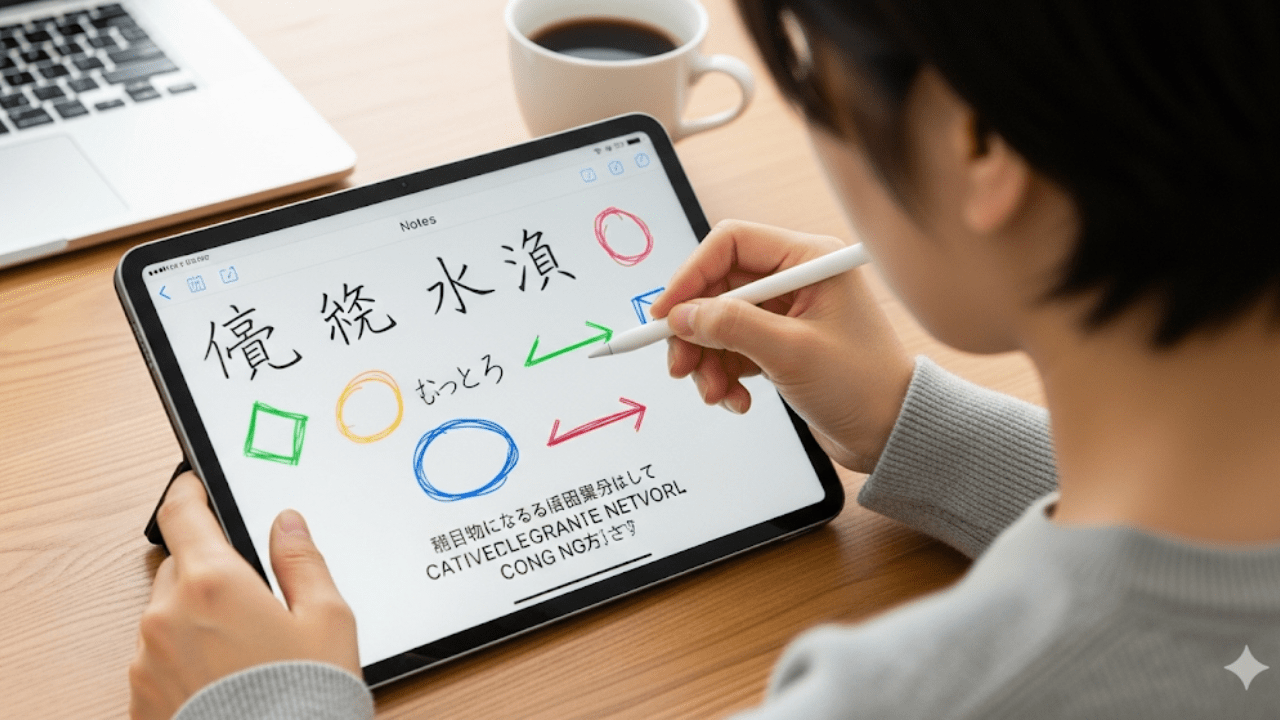 純正メモアプリとペンシルの連携