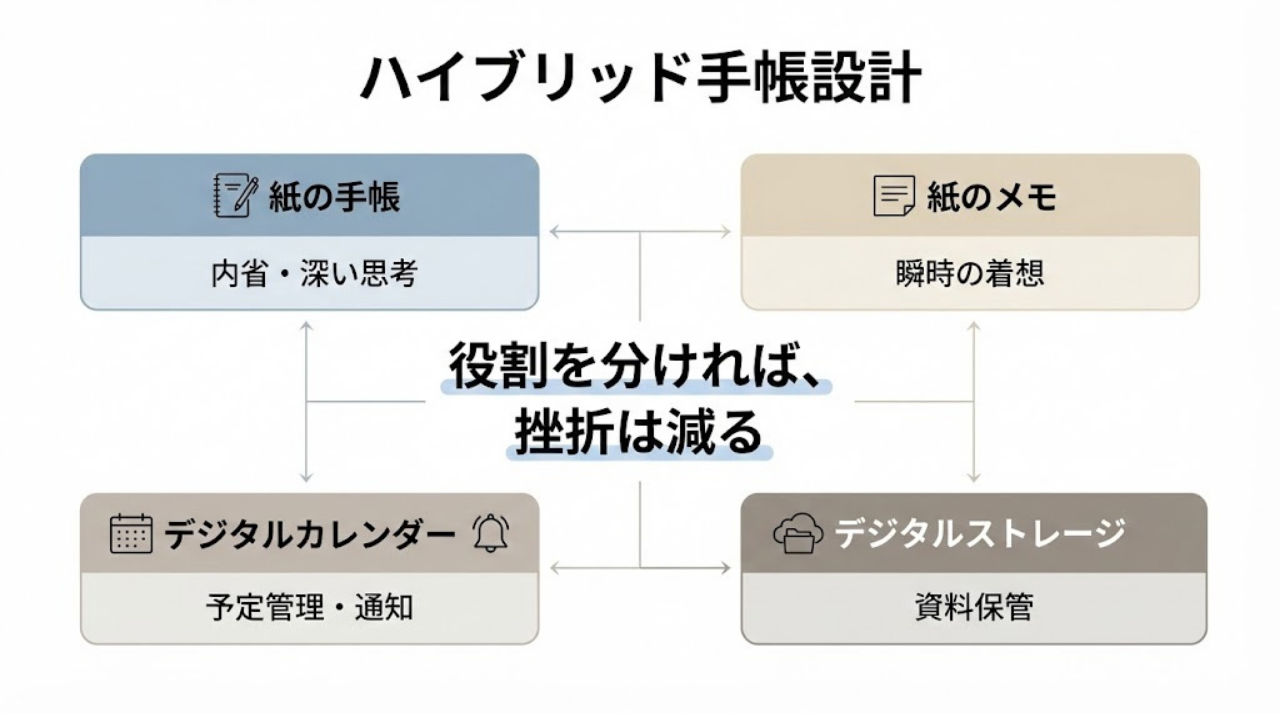紙とデジタルを役割分担するハイブリッド環境設計図