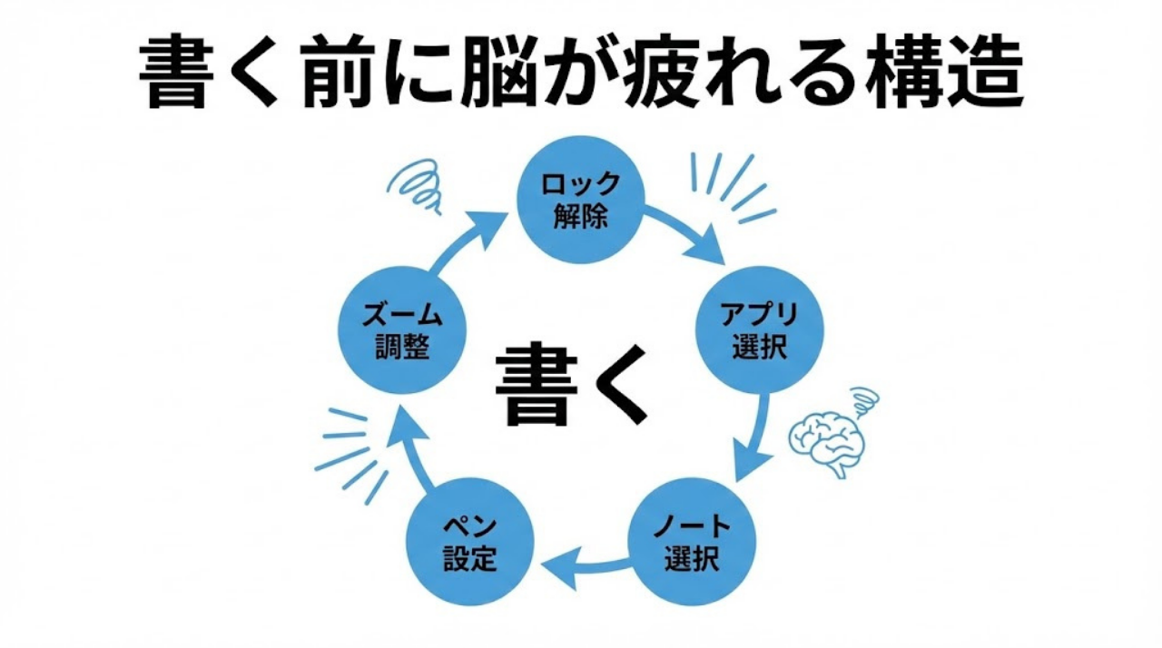 GoodNotesで書く前に発生する認知負荷の図解