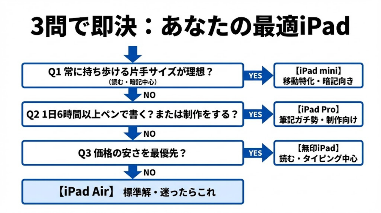勉強用iPadの1分診断フロー図