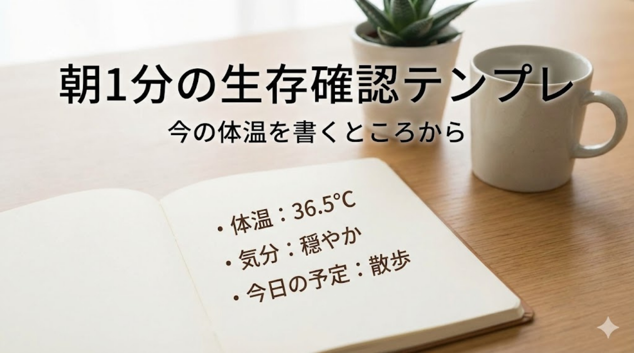 朝1分の生存確認テンプレートを示すCTA画像