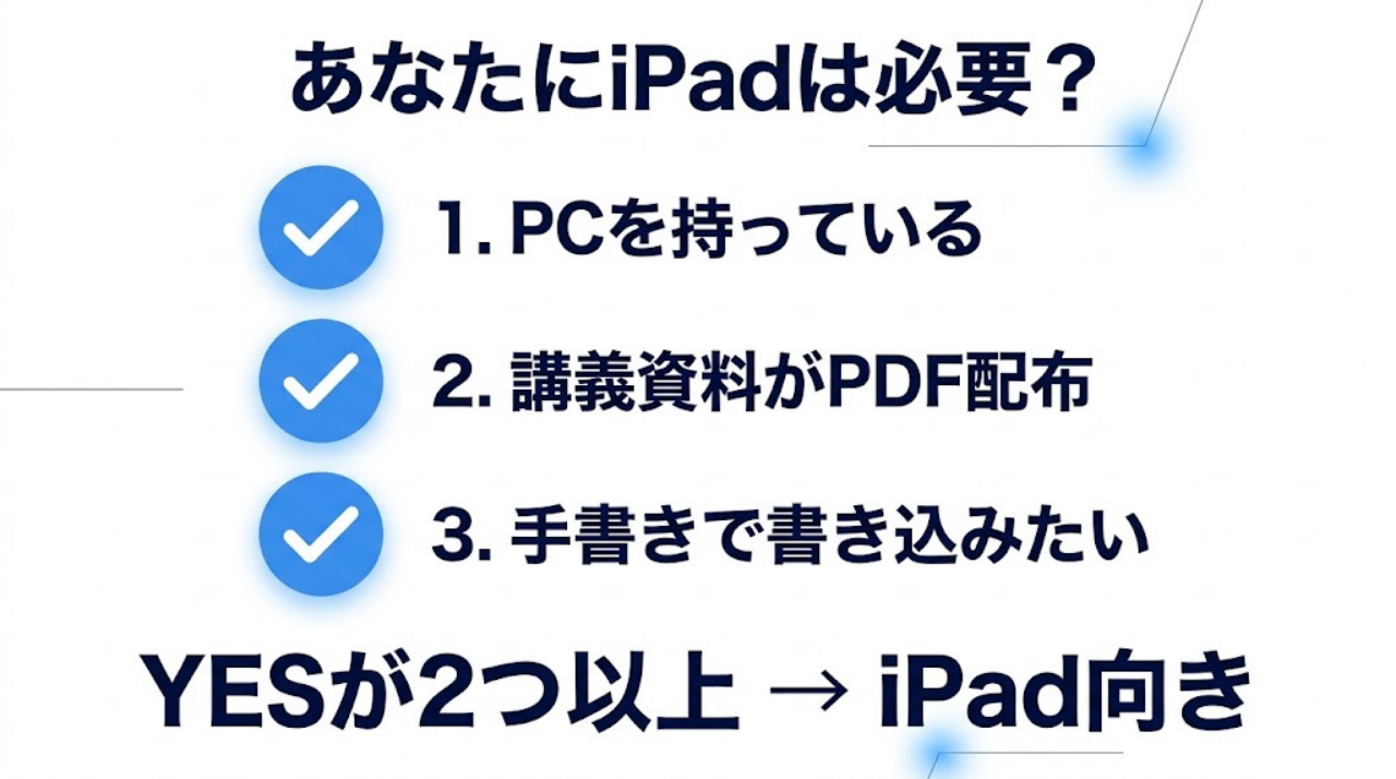 大学生にiPadが必要かどうかを3項目で判断するYES_NO診断