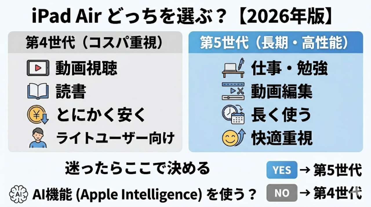 iPad Air4と5の選び方フローチャート