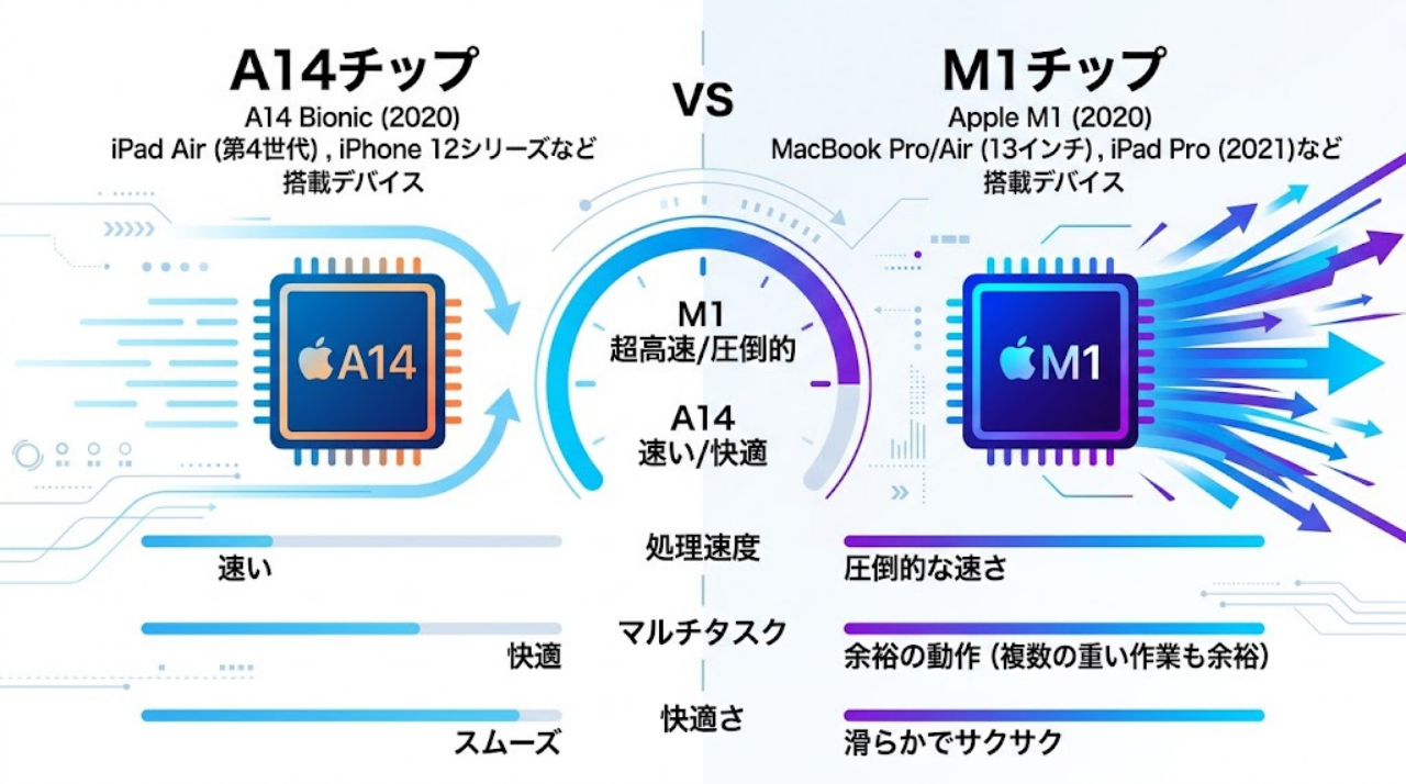 M1とA14の性能差イメージ