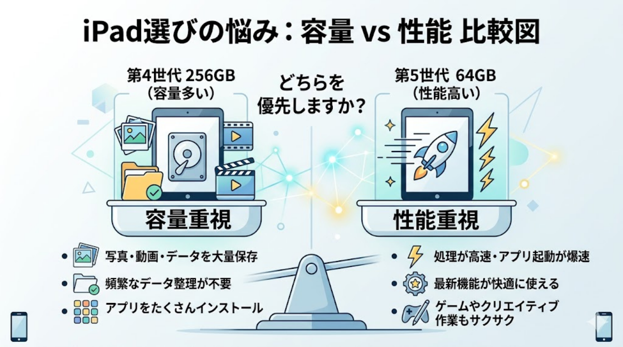 iPad容量と性能の選び方比較図