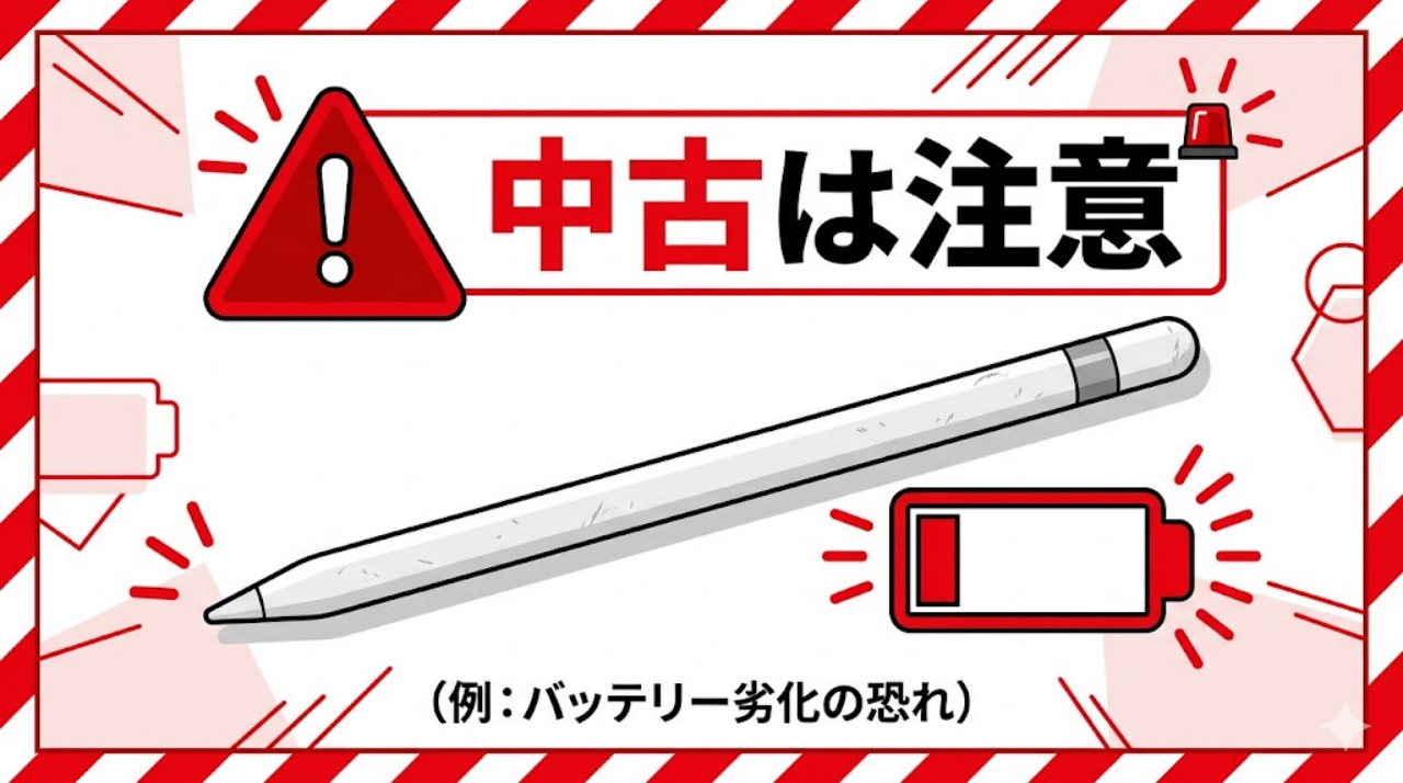 中古Apple Pencilのリスクを示すイメージ